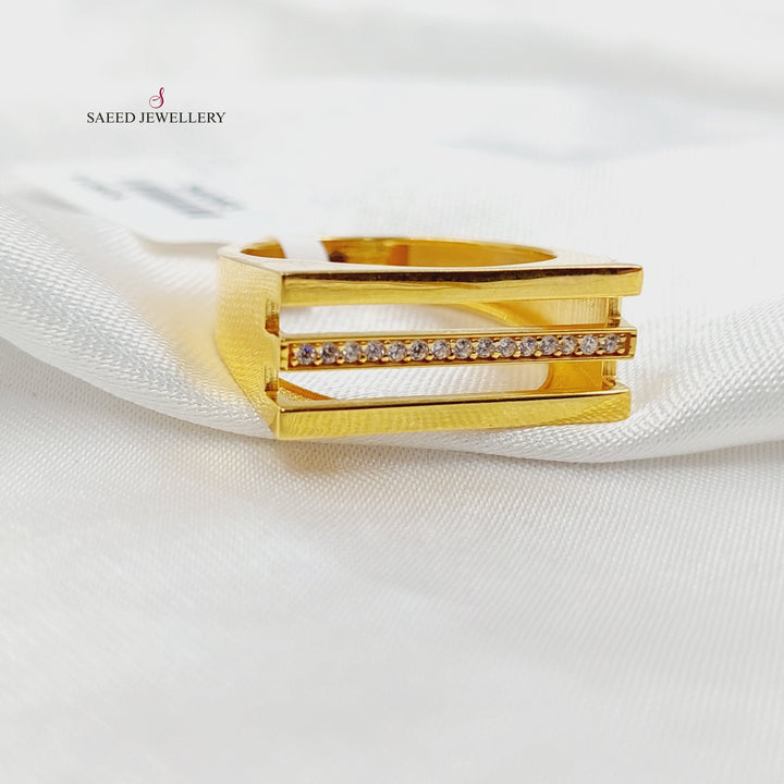 Zircon Studded Turkish Ring Made of 21K Gold by Saeed Jewelry 