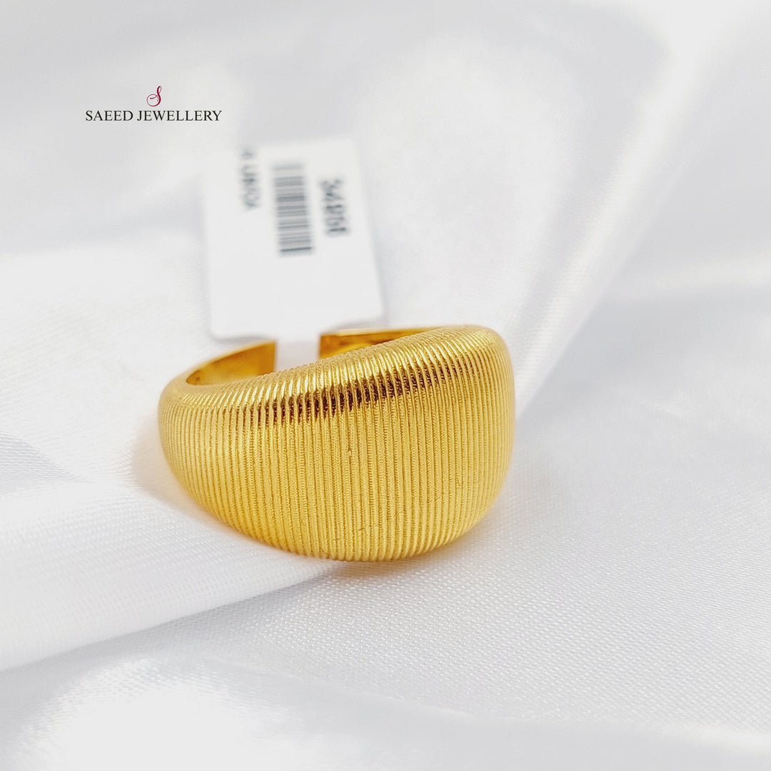 Zircon Studded Engraved Ring Made of 21K Gold by Saeed Jewelry 