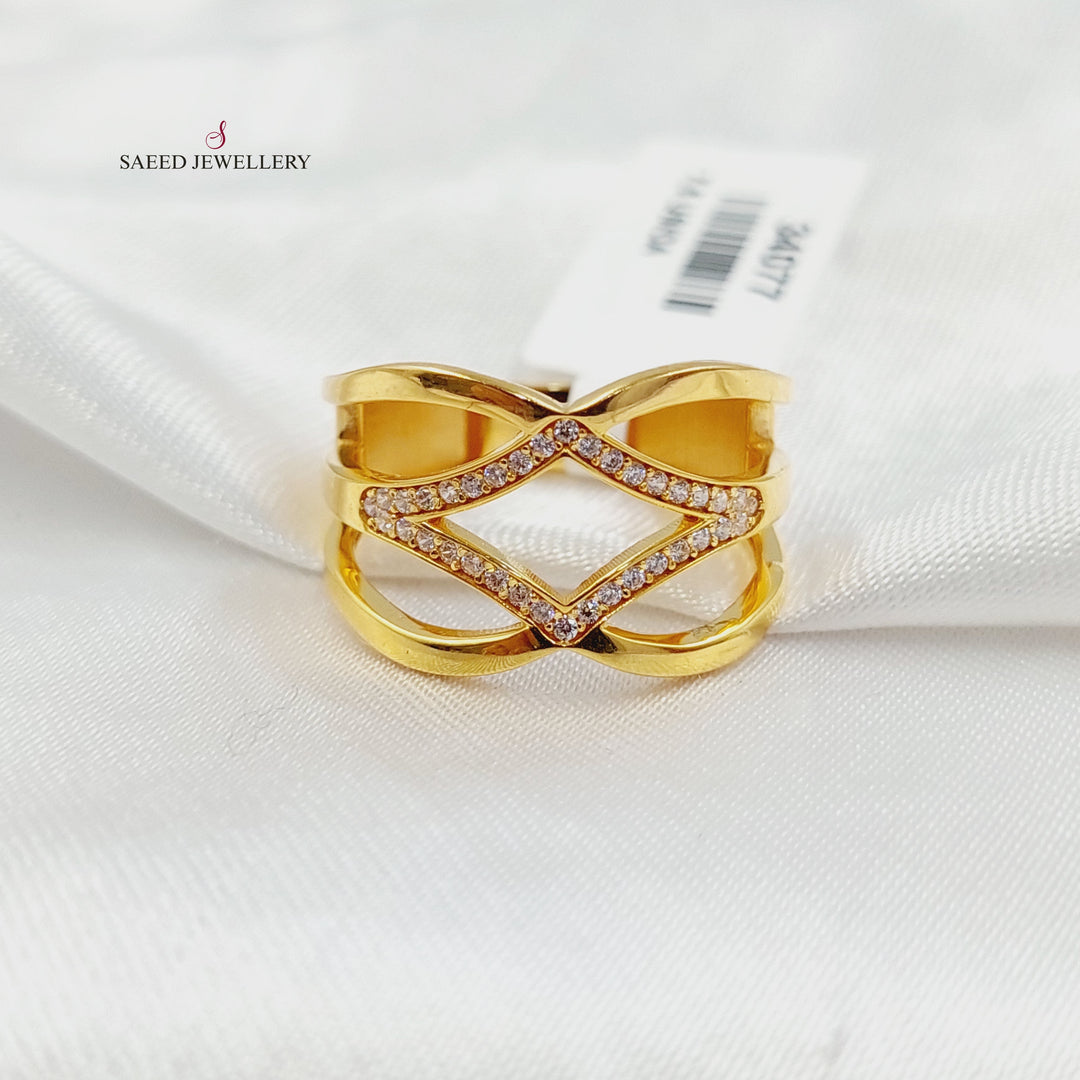 Zircon Studded Queen Ring Made of 21K Gold by Saeed Jewelry 
