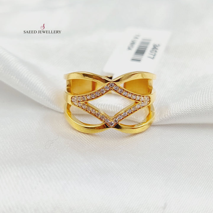 Zircon Studded Queen Ring Made of 21K Gold by Saeed Jewelry 