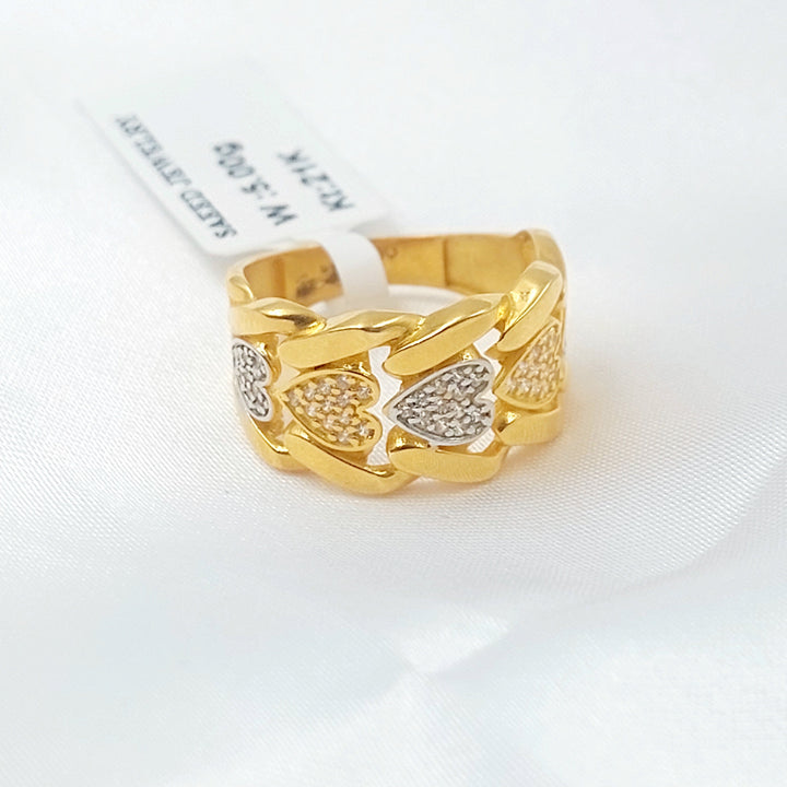 Zircon Studded Heart Ring Made of 21K Gold by Saeed Jewelry 
