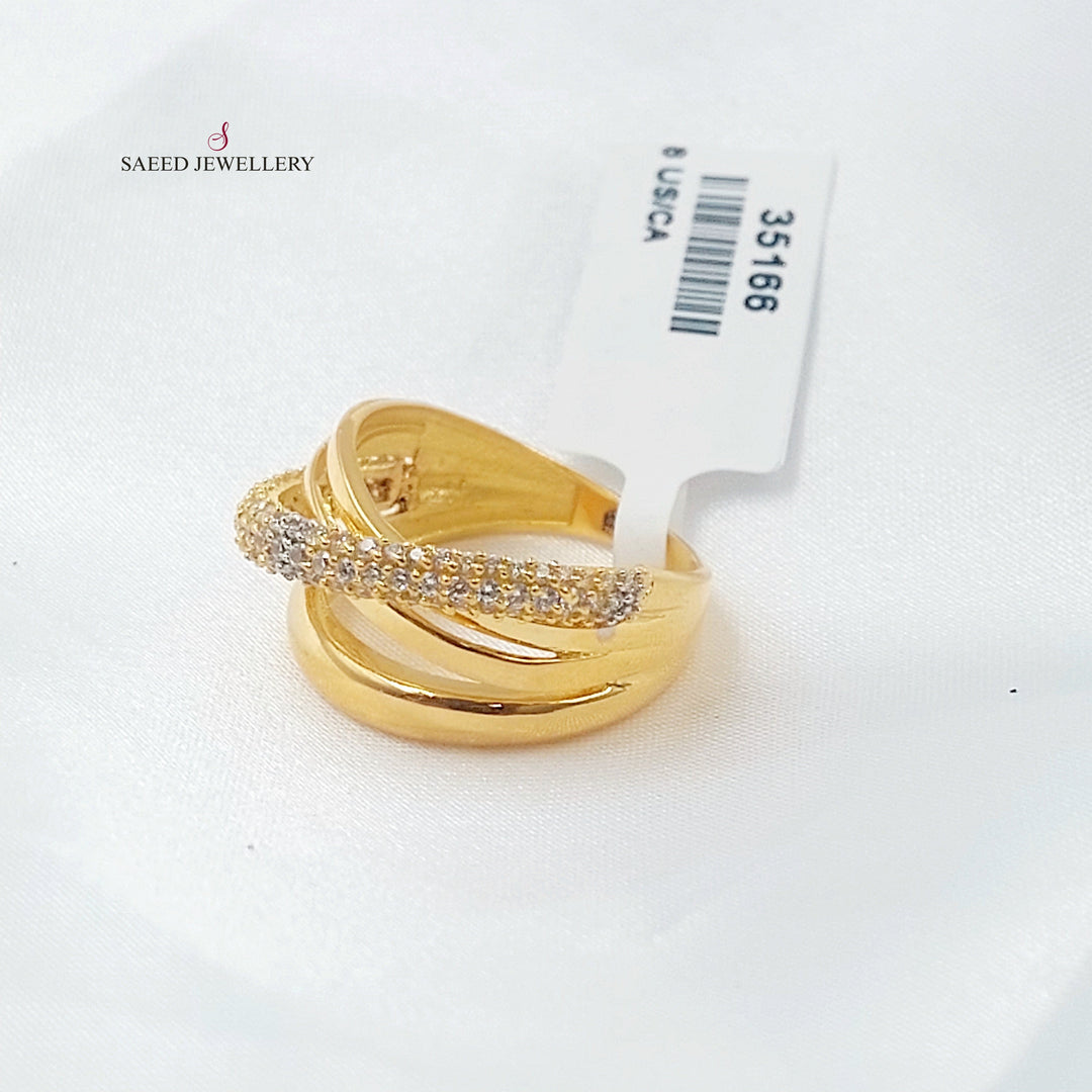 Zircon Studded Deluxe Ring Made of 21K Gold by Saeed Jewelry 