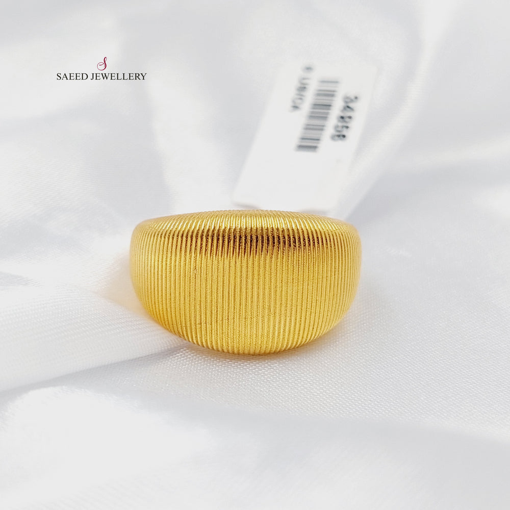 Zircon Studded Engraved Ring Made of 21K Gold by Saeed Jewelry 