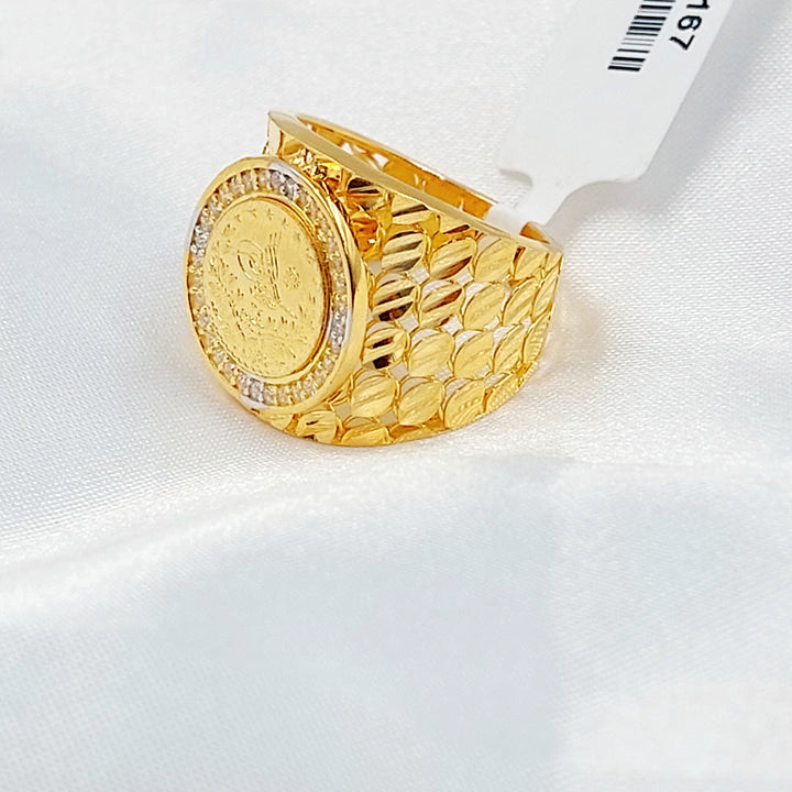 Zircon Studded Rashadi Ring Made of 21K Gold by Saeed Jewelry 