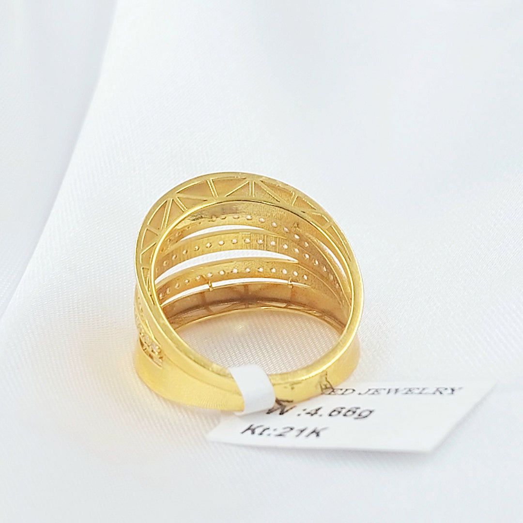 Zircon Studded Waves Ring Made of 21K Gold by Saeed Jewelry 