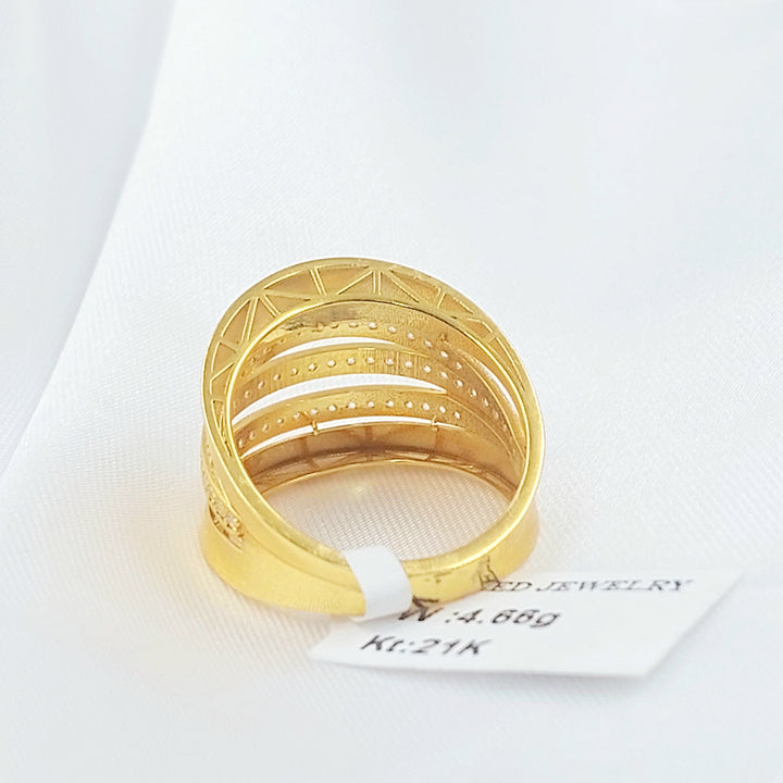 Zircon Studded Waves Ring Made of 21K Gold by Saeed Jewelry 