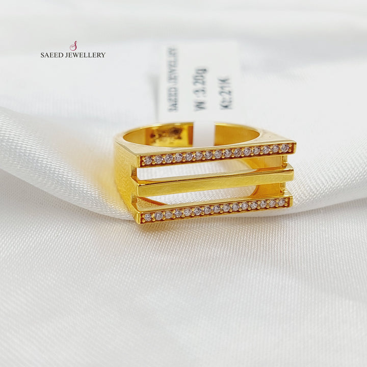 Zircon Studded Turkish Ring Made of 21K Gold by Saeed Jewelry 
