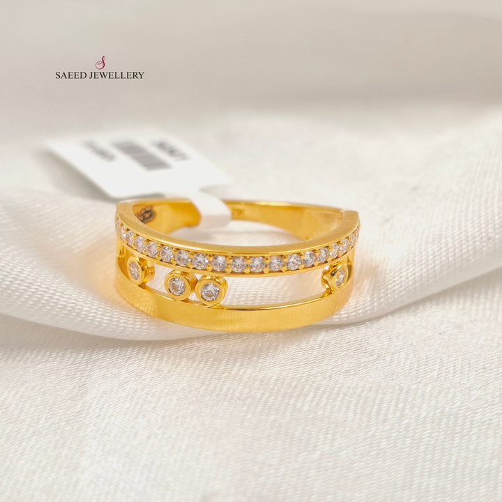 Zircon Studded Deluxe Ring Made of 21K Gold by Saeed Jewelry 