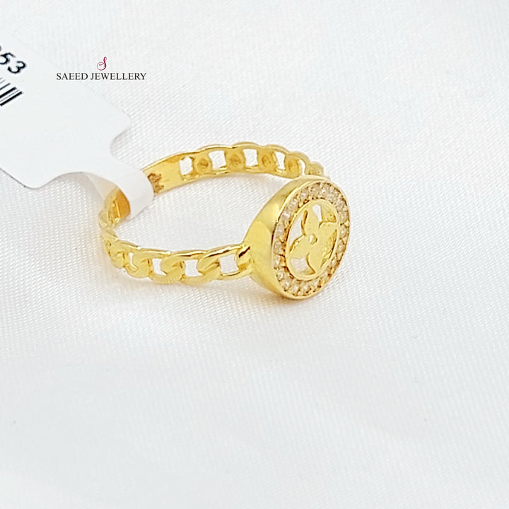 Zircon Studded Rose Ring Made of 21K Gold by Saeed Jewelry 