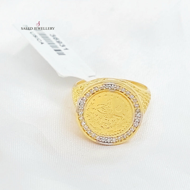 Zircon Studded Rashadi Ring Made of 21K Gold by Saeed Jewelry 