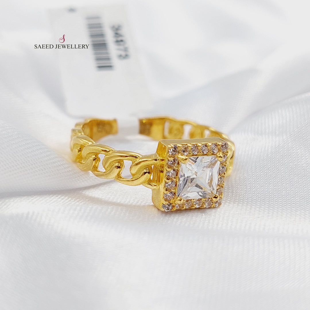 Zircon Studded Deluxe Ring Made of 21K Gold by Saeed Jewelry 