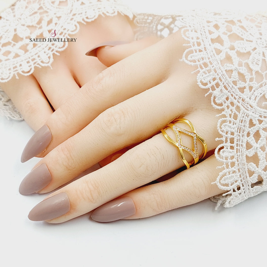 Zircon Studded Queen Ring Made of 21K Gold by Saeed Jewelry 