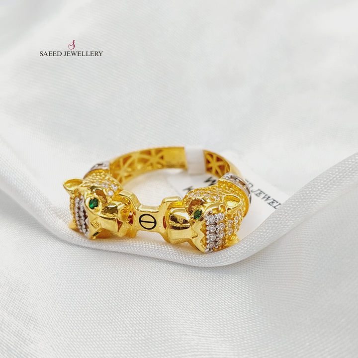 Zircon Studded Tiger Ring Made of 21K Gold by Saeed Jewelry 