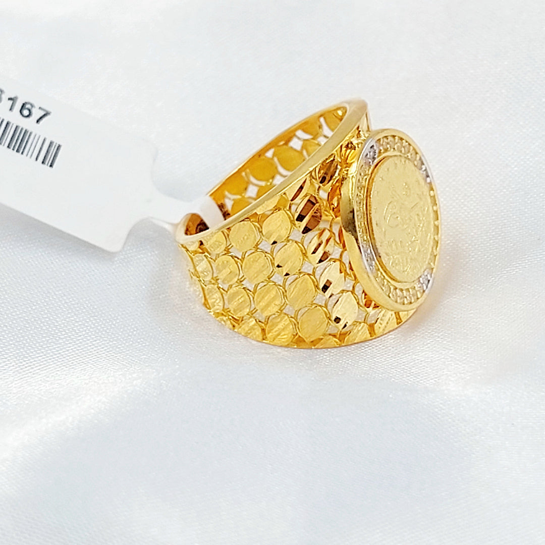 Zircon Studded Rashadi Ring Made of 21K Gold by Saeed Jewelry 