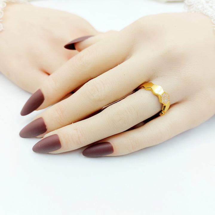 Zircon Studded Deluxe Ring Made of 21K Gold by Saeed Jewelry 