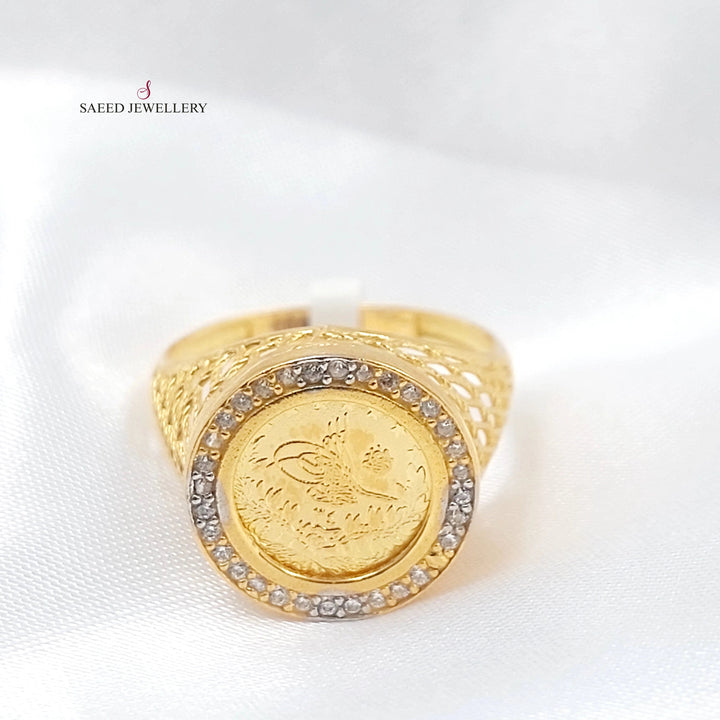 Zircon Studded Rashadi Ring Made of 21K Gold by Saeed Jewelry 