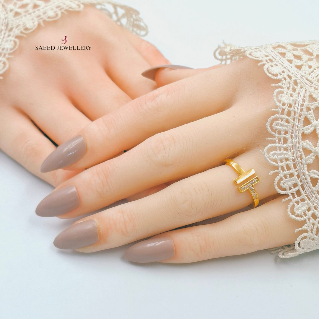 Zircon Studded Deluxe Ring Made of 21K Gold by Saeed Jewelry 