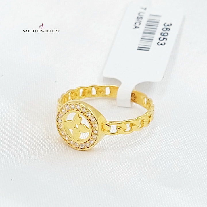 Zircon Studded Rose Ring Made of 21K Gold by Saeed Jewelry 