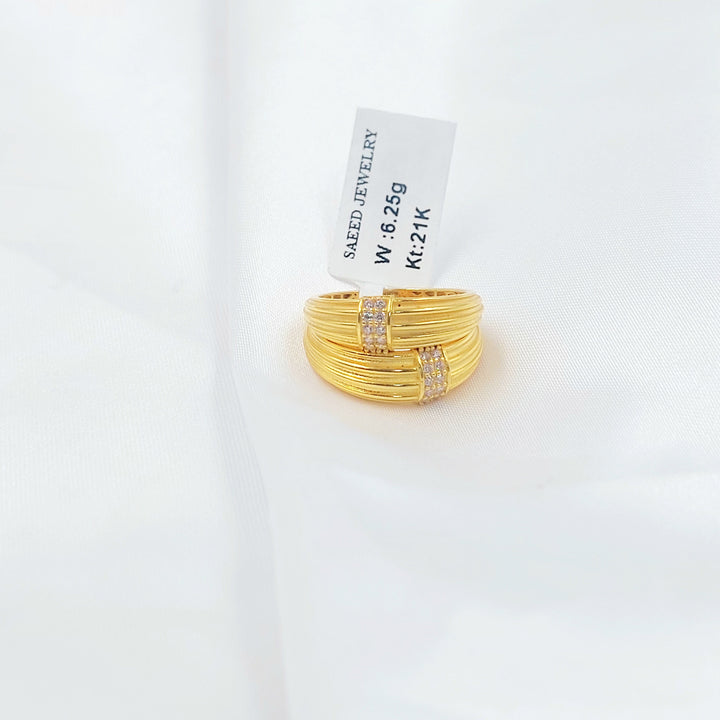 Zircon Studded Waves Ring Made of 21K Gold by Saeed Jewelry 