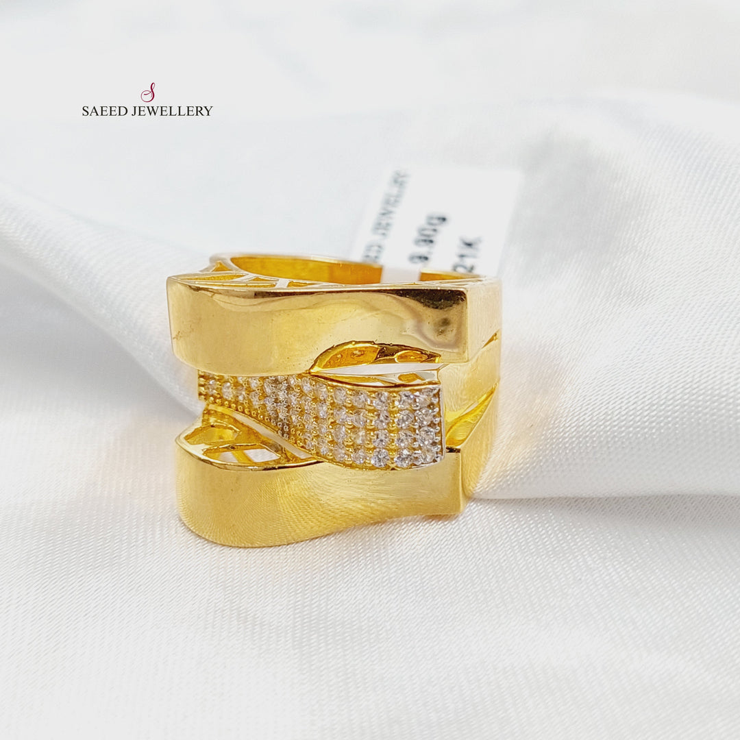 Zircon Studded Pyramid Ring Made of 21K Gold by Saeed Jewelry 