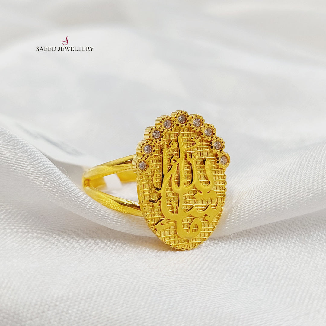 21K خاتم اسلامي مرصع-مجوهرات الشيخ سعيد-Saeed Jewelry 
