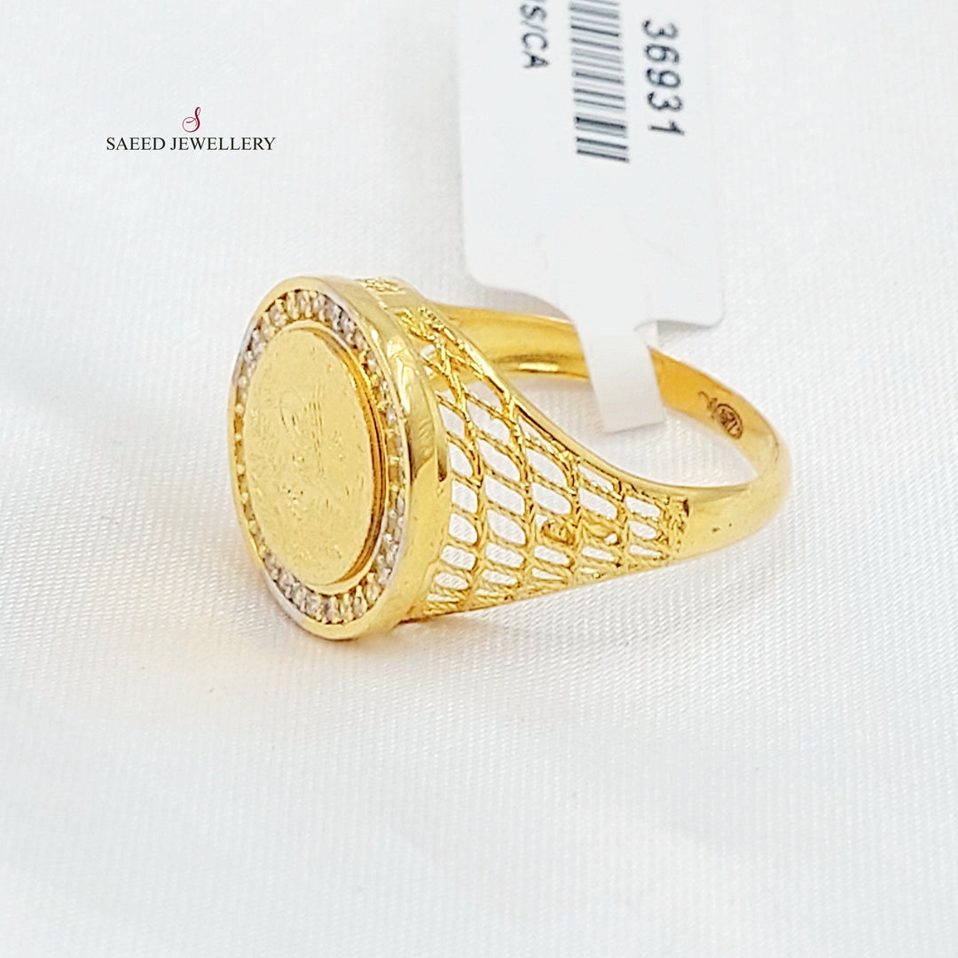 Zircon Studded Rashadi Ring Made of 21K Gold by Saeed Jewelry 