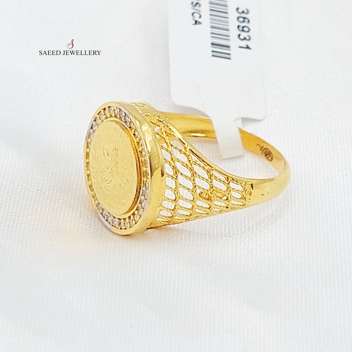 Zircon Studded Rashadi Ring Made of 21K Gold by Saeed Jewelry 