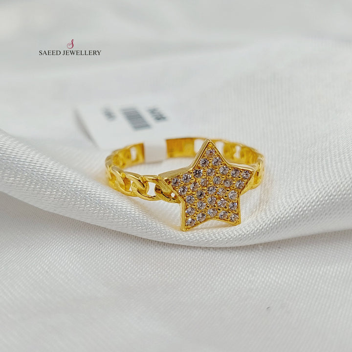 Zircon Studded Star Ring Made of 21K Gold by Saeed Jewelry 