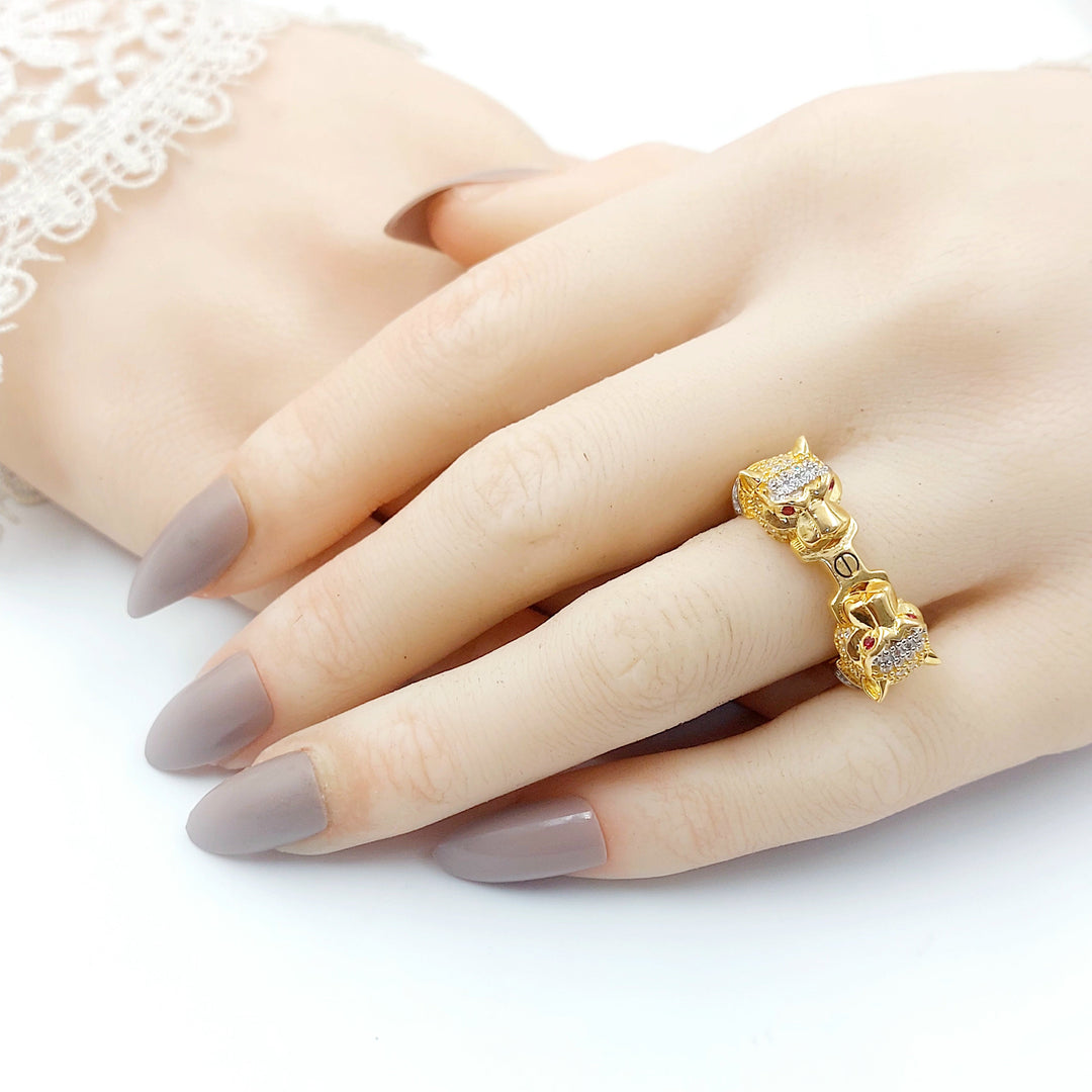 Zircon Studded Tiger Ring Made of 21K Gold by Saeed Jewelry 