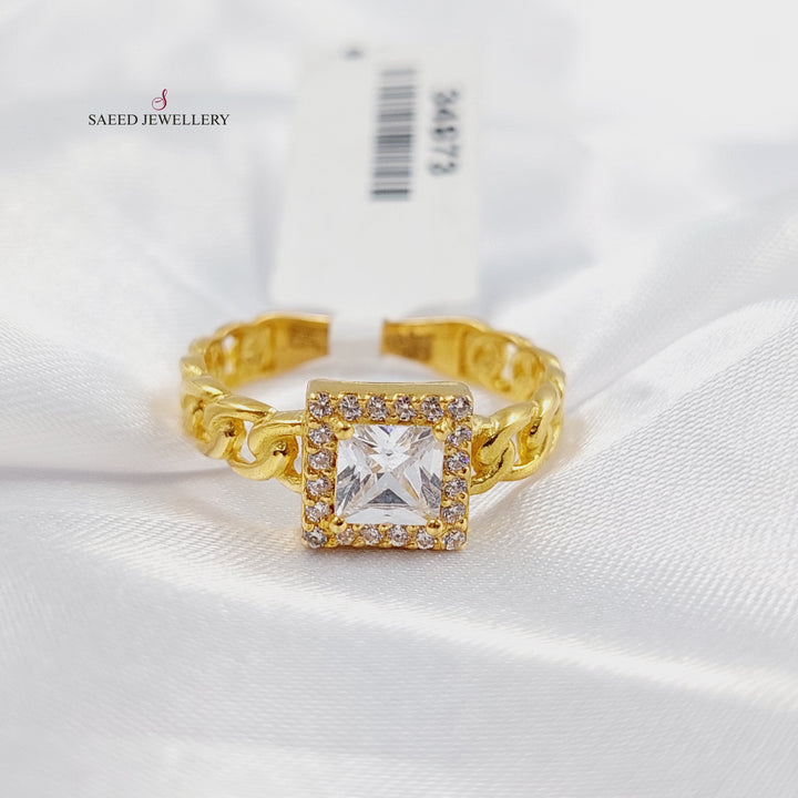 Zircon Studded Deluxe Ring Made of 21K Gold by Saeed Jewelry 