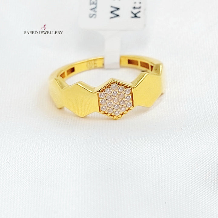 Zircon Studded Deluxe Ring Made of 21K Gold by Saeed Jewelry 