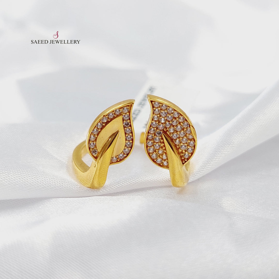 Zircon Studded Leaf Ring Made of 21K Gold by Saeed Jewelry 