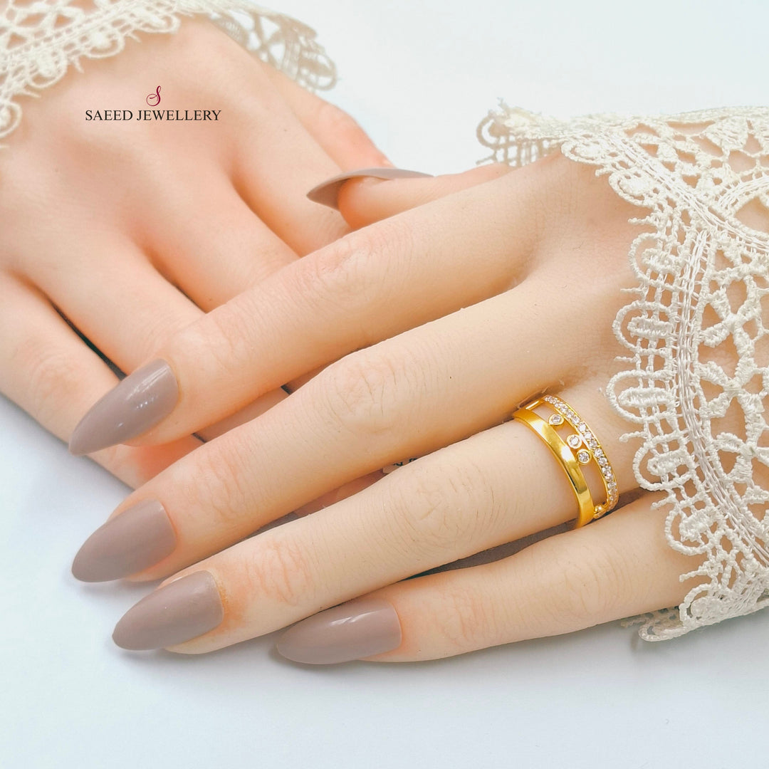Zircon Studded Deluxe Ring Made of 21K Gold by Saeed Jewelry 