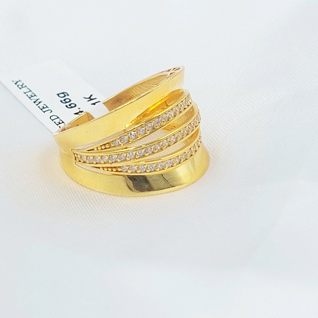 Zircon Studded Waves Ring Made of 21K Gold by Saeed Jewelry 