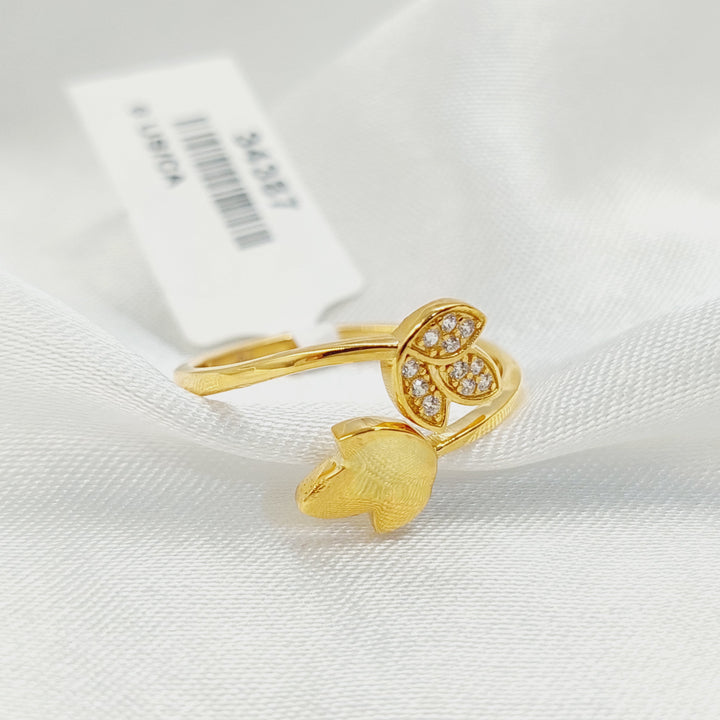 21K خاتم ورق الشجر مرصع-مجوهرات الشيخ سعيد-Saeed Jewelry 