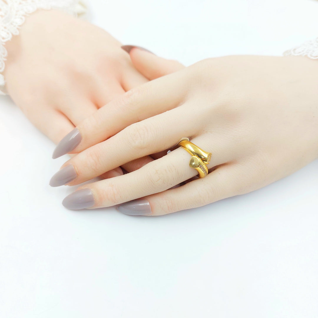 Zircon Studded Deluxe Ring Made of 21K Gold by Saeed Jewelry 