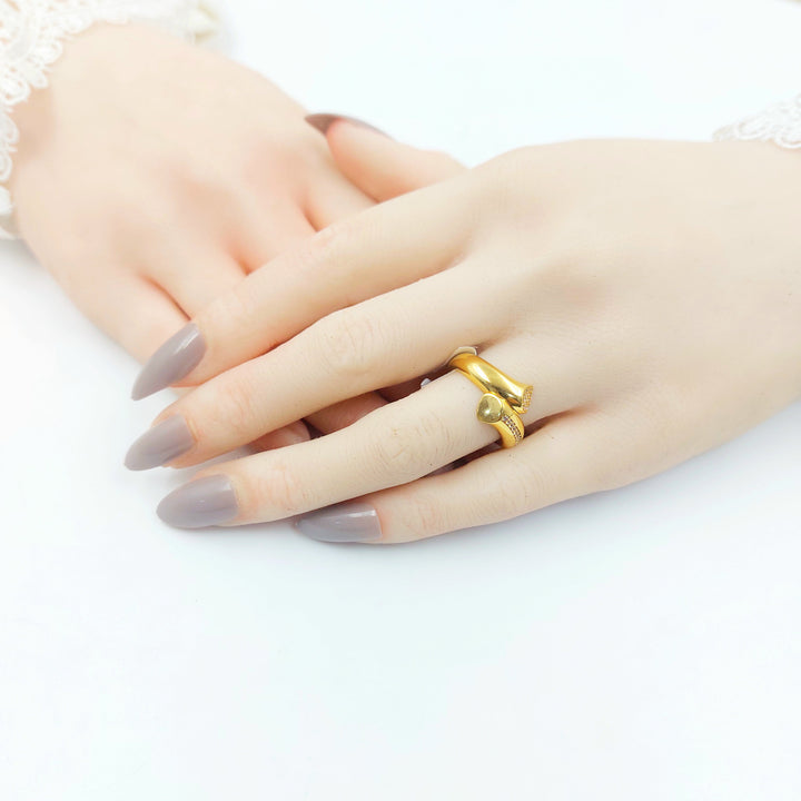 Zircon Studded Deluxe Ring Made of 21K Gold by Saeed Jewelry 