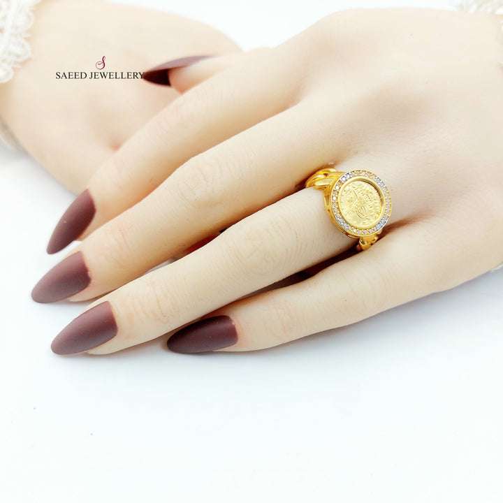 Zircon Studded Rashadi Ring Made of 21K Gold by Saeed Jewelry 