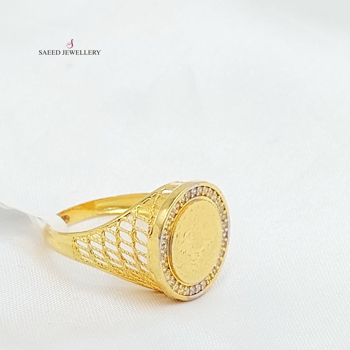 Zircon Studded Rashadi Ring Made of 21K Gold by Saeed Jewelry 