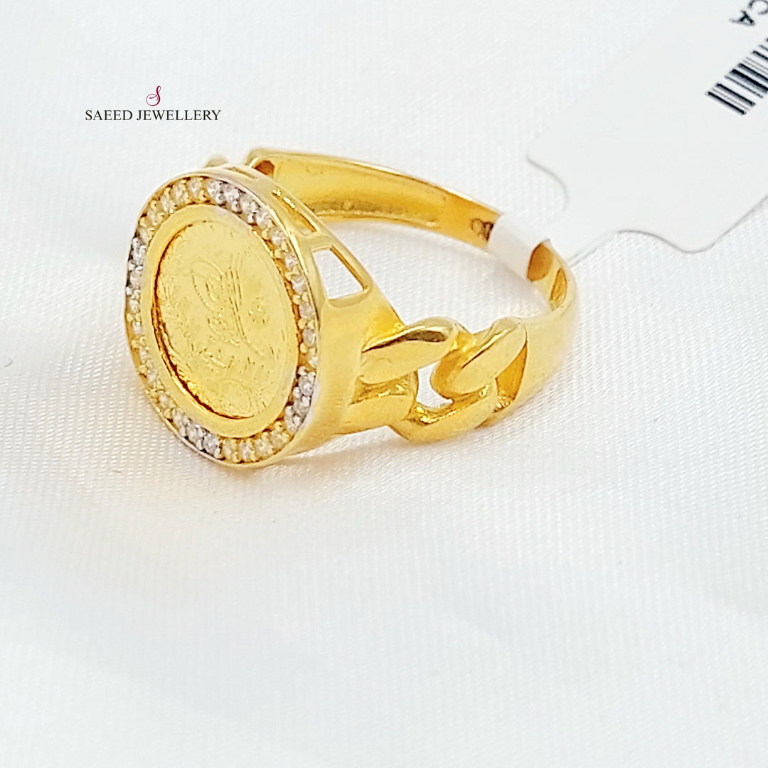 Zircon Studded Rashadi Ring Made of 21K Gold by Saeed Jewelry 