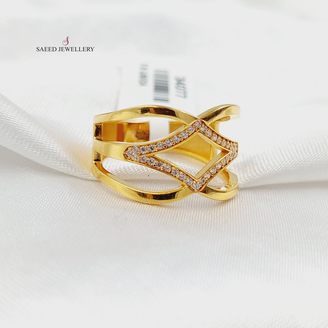 Zircon Studded Queen Ring Made of 21K Gold by Saeed Jewelry 