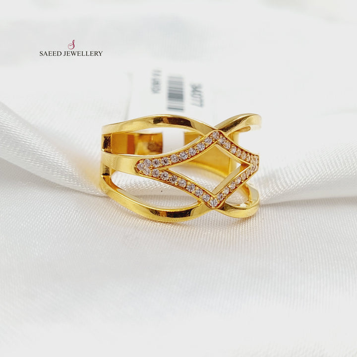 Zircon Studded Queen Ring Made of 21K Gold by Saeed Jewelry 