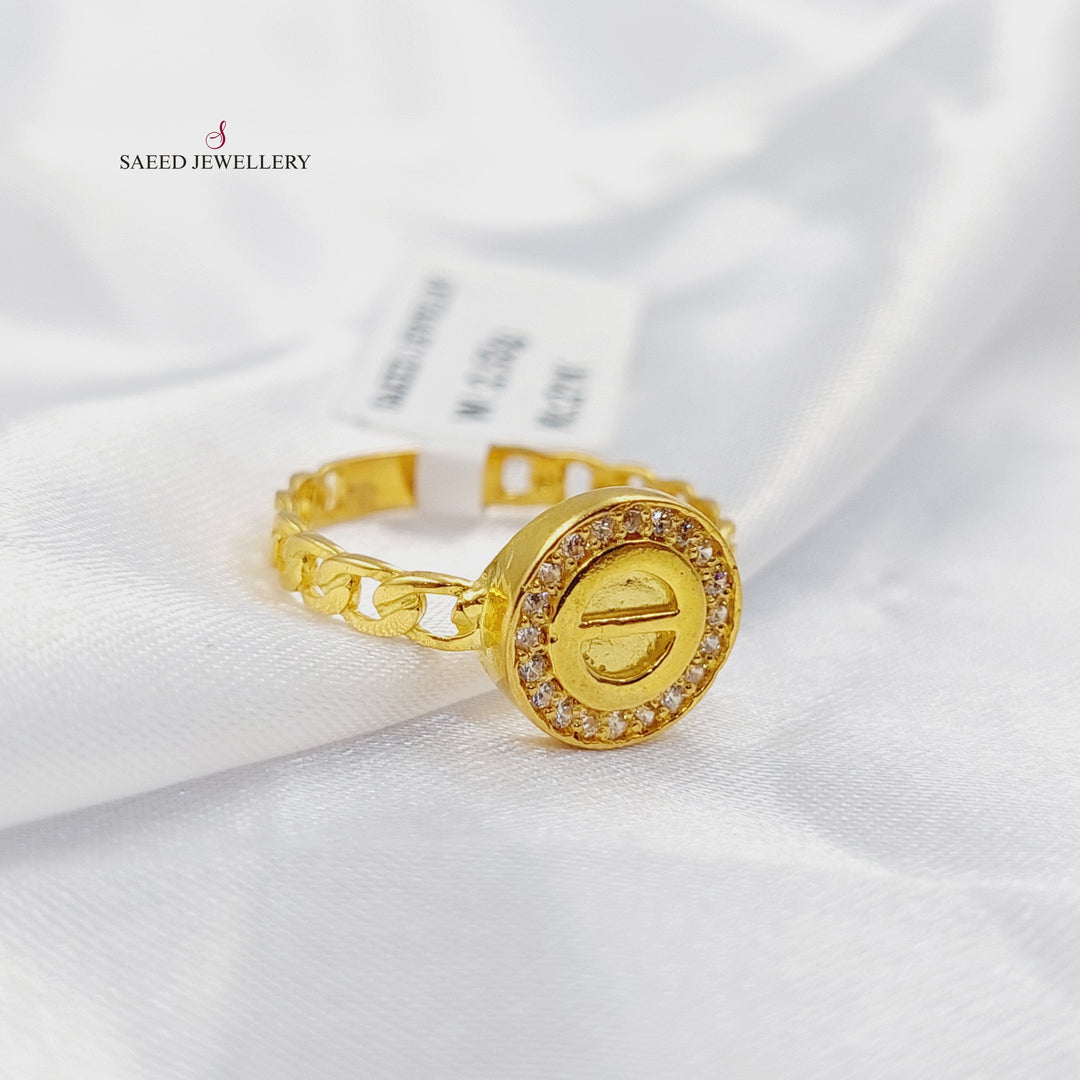Zircon Studded Figaro Ring Made of 21K Gold by Saeed Jewelry 