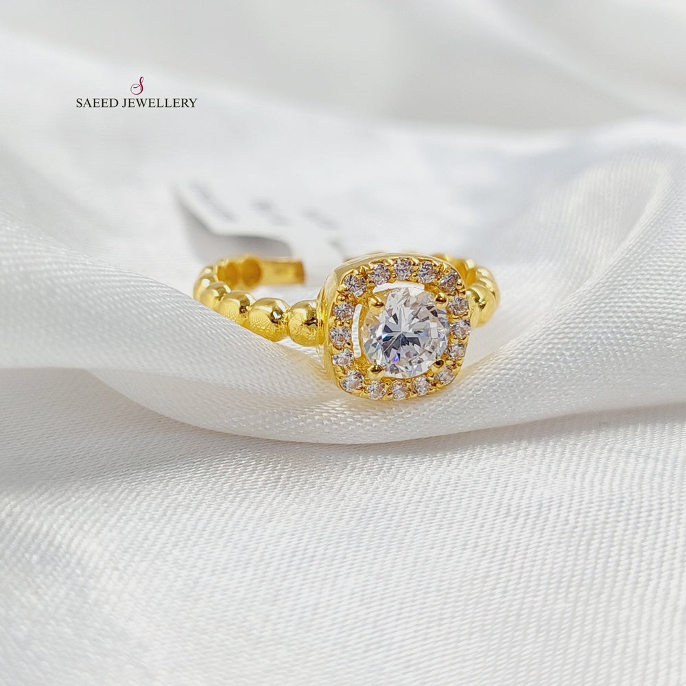 Zircon Studded Solitaire Ring Made of 21K Gold by Saeed Jewelry 