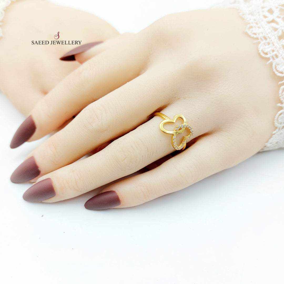 Zircon Studded Rose Ring Made of 21K Gold by Saeed Jewelry 