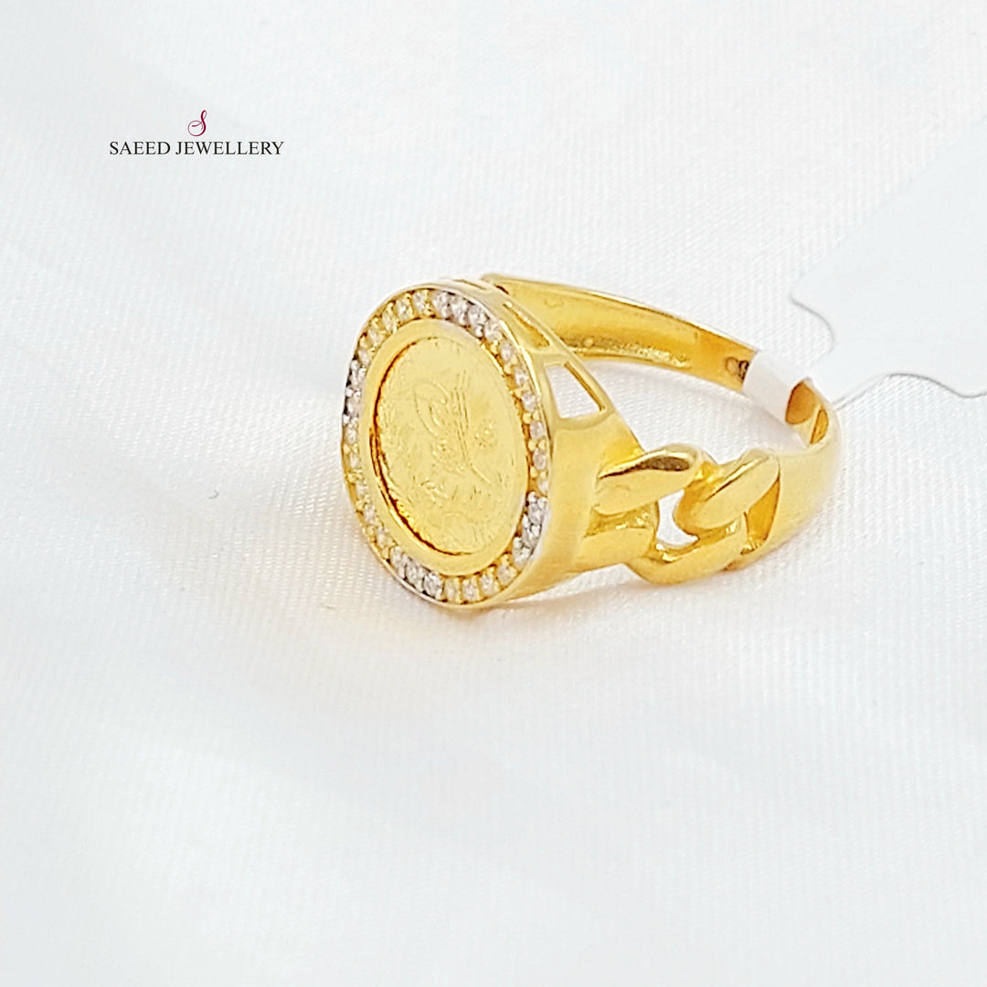 Zircon Studded Rashadi Ring Made of 21K Gold by Saeed Jewelry 