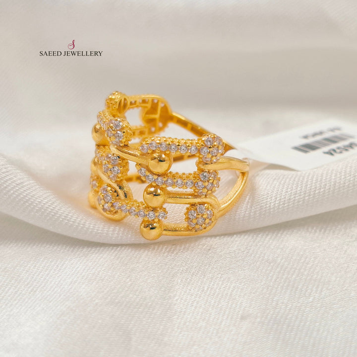 Zircon Studded Paperclip Ring Made of 21K Gold by Saeed Jewelry 