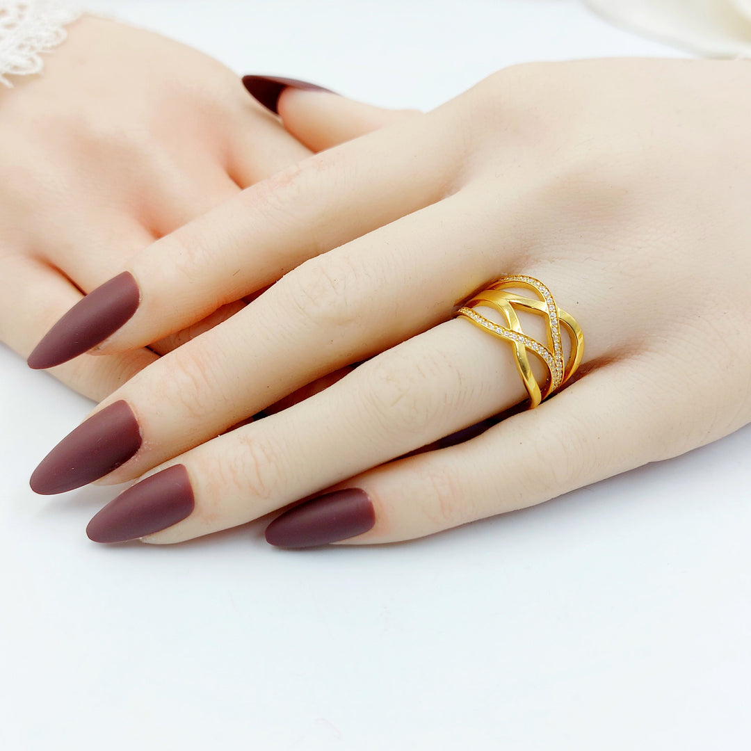 21K خاتم اكسترا مرصع-مجوهرات الشيخ سعيد-Saeed Jewelry 