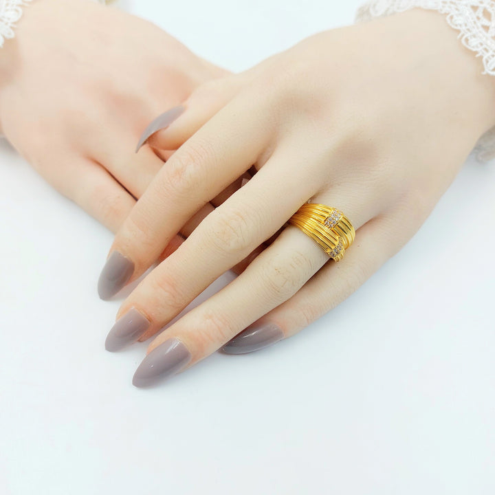 Zircon Studded Waves Ring Made of 21K Gold by Saeed Jewelry 