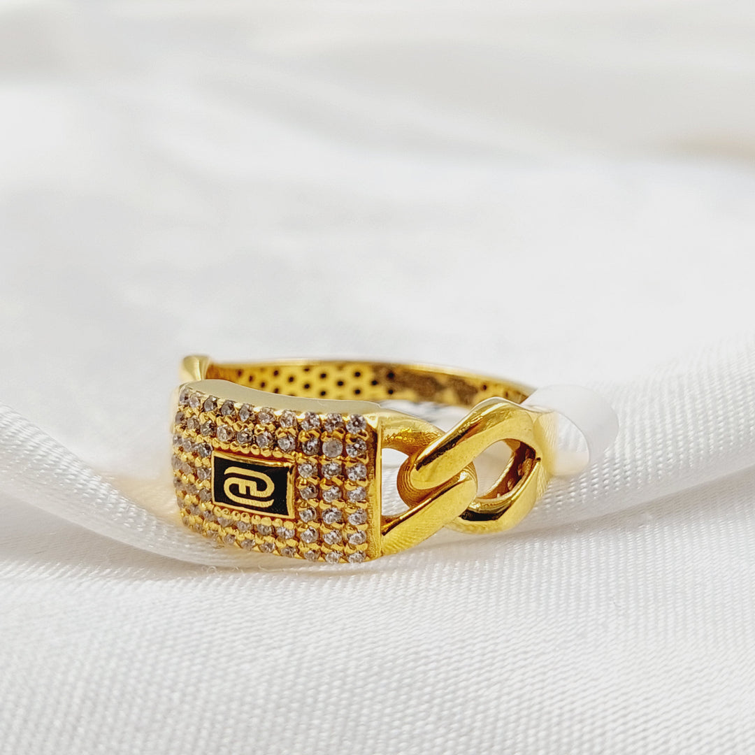 21K خاتم جنزير مرصع-مجوهرات الشيخ سعيد-Saeed Jewelry 